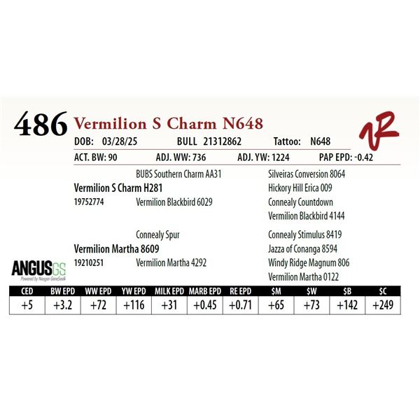 Vermilion S Charm N648