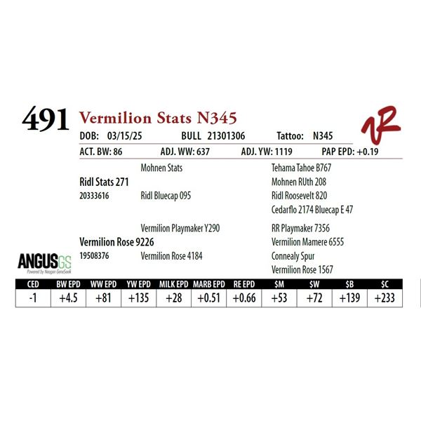 Vermilion Stats N345