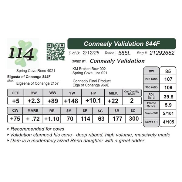 Connealy Validation 844F