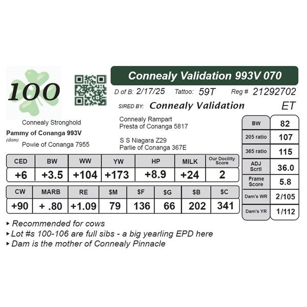 Connealy Validation 993V 070