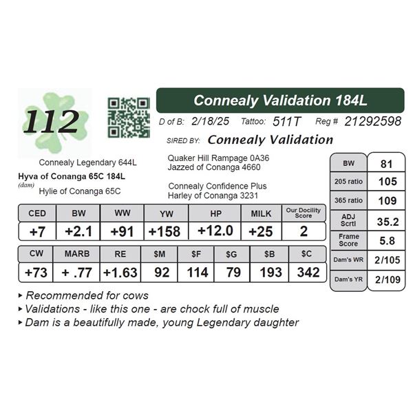 Connealy Validation 184L
