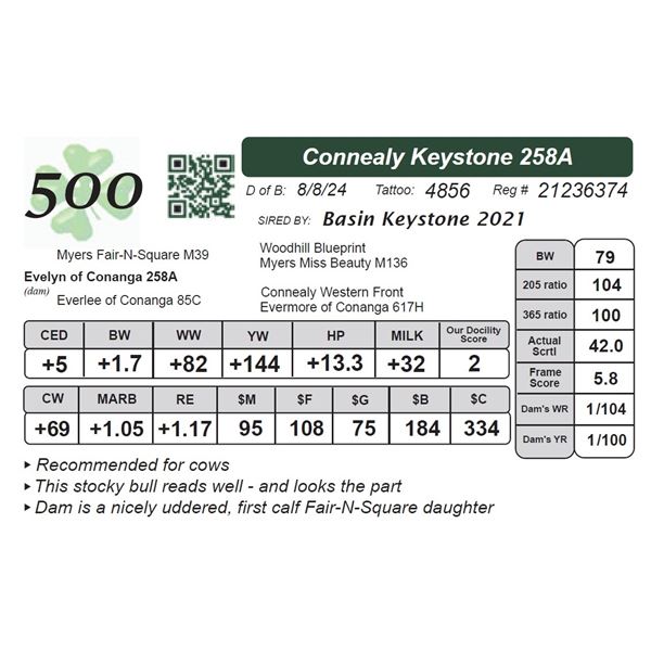 Connealy Keystone 258A