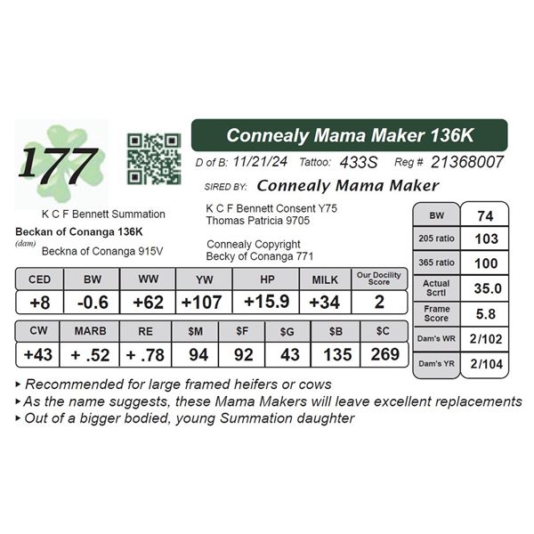 Connealy Mama Maker 136K