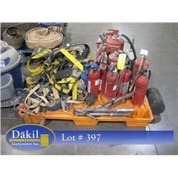 PALLET OF FIRE EXTINGUISHERS & HARNASSES; 