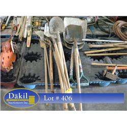 PALLET OF SHOVELS & BROOMS; 
