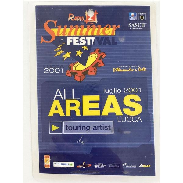 Prince and Tom Petty Radio Rai 2001 Summer Festival Artist Backstage Pass
