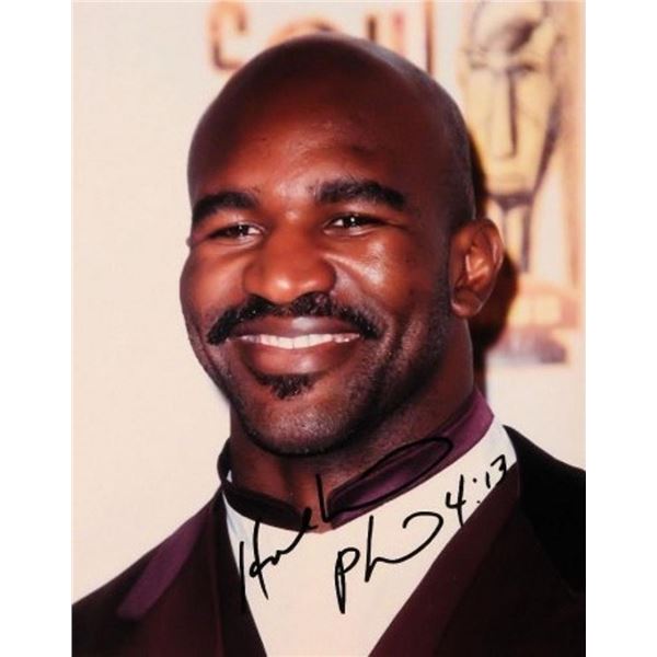 Boxer Evander Holyfield signed portrait photo