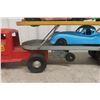Image 12 : Lincoln Auto Transport Truck and Trailer Pressed Metal 1940s or 1950s 25" Plus 3 Plastic Cars
