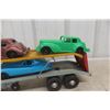 Image 14 : Lincoln Auto Transport Truck and Trailer Pressed Metal 1940s or 1950s 25" Plus 3 Plastic Cars