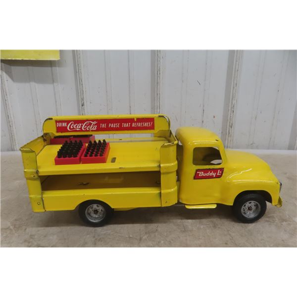 Buddy L Coca Cola Delivery Truck Pressed Steel 1950s or 1960s 14 1/2"