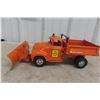 Image 7 : Tonka State Highway Dept Hydraulic Dump Truck with Snowplow Pressed Metal 1956 or 1957 15"