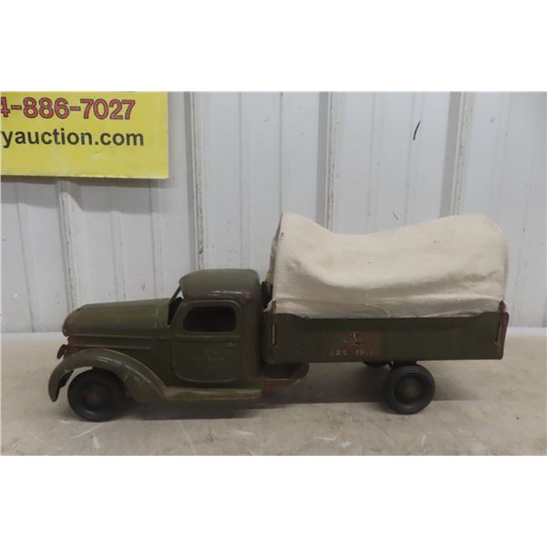 Buddy L Army Transport Truck Pressed Steel 1940s or 1950s 20" Long