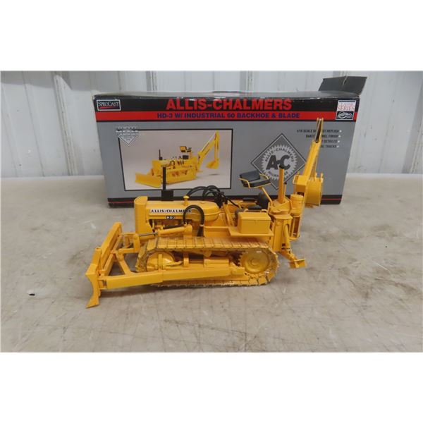 Spec Cast Allis Chalmers HD 3 Industrial 60 Backhoe + Blade 1/16 Scale Die Cast in Box