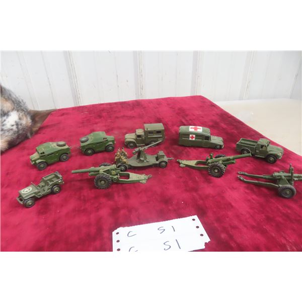 10 Dinky Military Tanks Jeeps Guns Plus