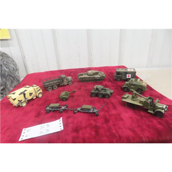 9 Corgi Military Tanks Trucks Jeeps Guns