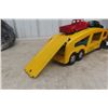 Image 13 : Structo Auto Transport Car Carrier 1950s Pressed Steel Plus 3 Metal Cars