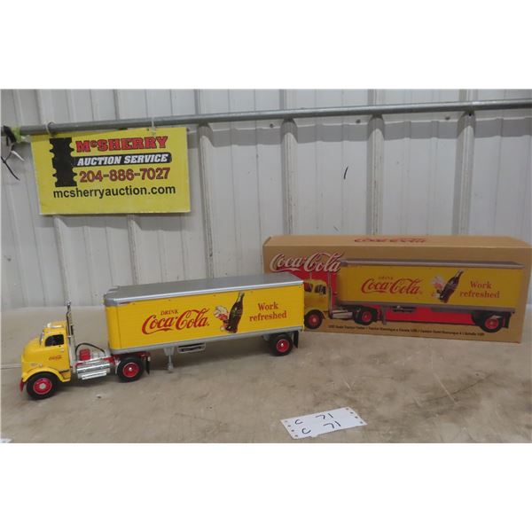 Coca Cola Die Cast 1/25 Scale Truck and Trailer in Box Distributed by Ertl