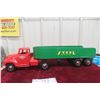 Image 1 : Tonka Semi Truck with Steel Carrier Trailer, Pressed Steel, 1950s, 23 1/2" Long