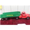 Image 6 : Tonka Semi Truck with Steel Carrier Trailer, Pressed Steel, 1950s, 23 1/2" Long
