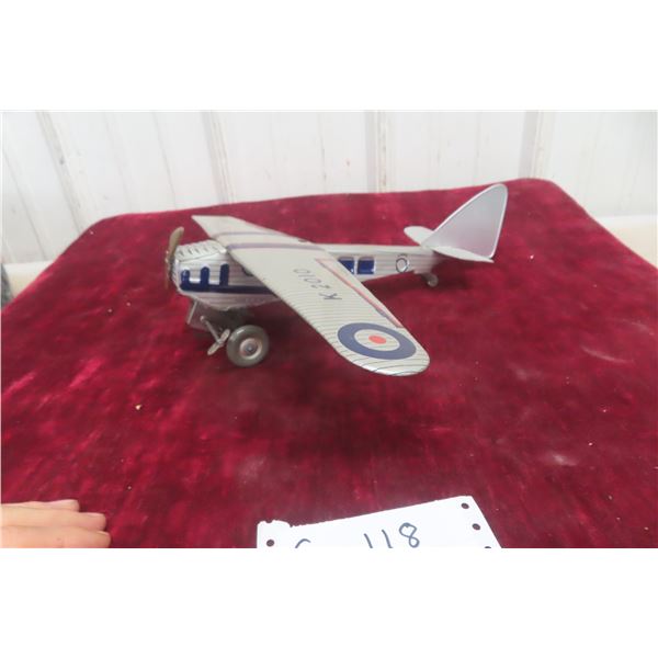 Mettoy Tinplate Wind-Up Aircraft, 1950s–1960s, Made in Great Britain, 16 1/2" Wingspan