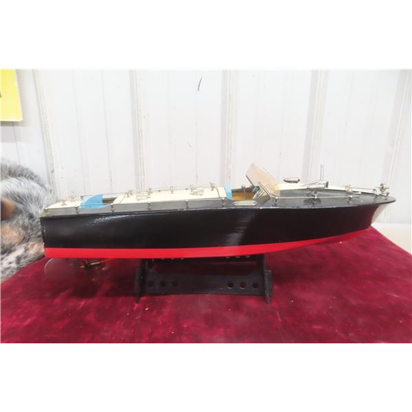 Rare 1940s Ito Japan Toy Wooden Battery-Operated Speedboat, 18" Long