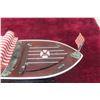 Image 5 : Vintage Battery-Operated Wooden Toy Boat, 1960s, Streamline Outboard, 11"