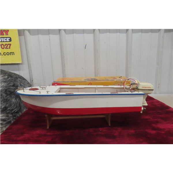 Lang Craft Battery-Operated Wooden Model Boat, 1950s–1960s, 15 1/2" Long, in Box