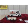 Image 1 : Tonka Pressed Steel Rescue Squad No. 5 Fire Department Metro Van, 1950s, 12" Long