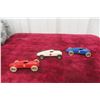 Image 1 : 3x Lehmann GNOM Tinplate Racing Cars No. 808, 1930s German, 4" Long