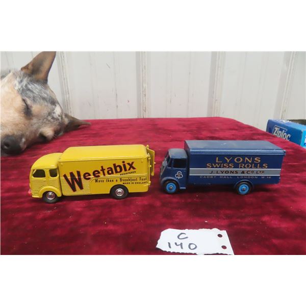 2 Dinky Supertoys: #514 Guy Van (Lyons) 1952 & #514 Guy Van Weetabix 1952, both 1/43 scale