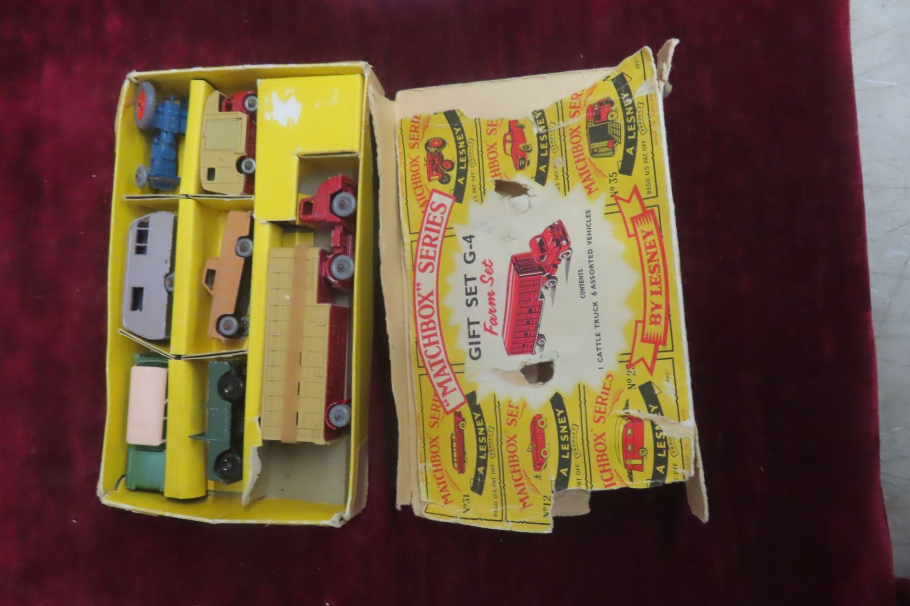 Matchbox Farm Set Matchbox G-4 Farm Gift Set by Lesney (1960), 6 assorted die-cast ...