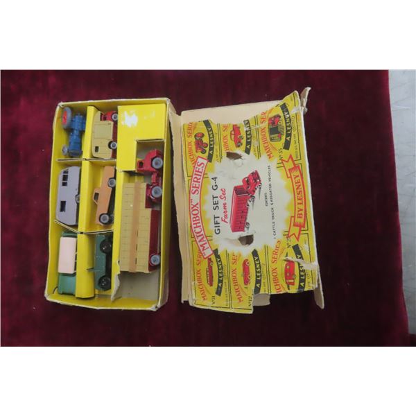 Matchbox G-4 Farm Gift Set by Lesney (1960), 6 assorted die-cast vehicles, 1/64 scale, in box