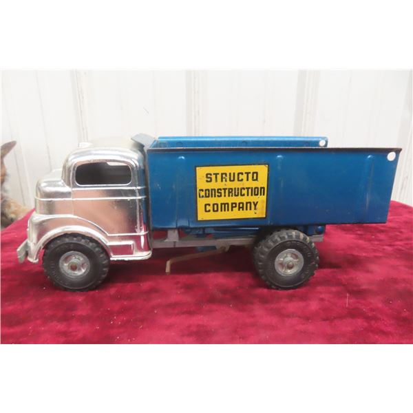 Structo Construction Dump Truck, Pressed Steel, 1950s, 12"