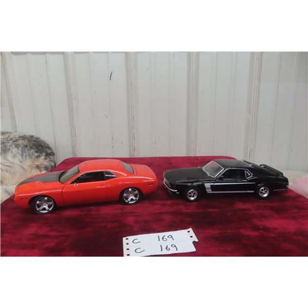 2 Die Cast Cars, 1/18 Scale: 1969 Ford Mustang and 2006 Dodge Challenger