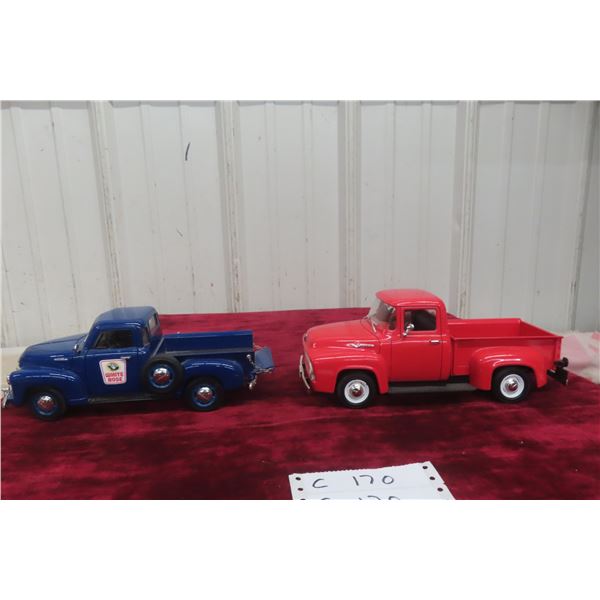 2 Die Cast Trucks, 1/18 Scale: 1956 Ford Pickup and 1953 Chevrolet Pickup