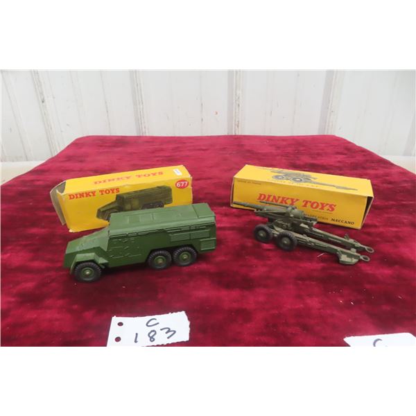 2 Dinky Military Models, 1/43 Scale, In Boxes: No. 80E and No. 677 Armoured Command Vehicle