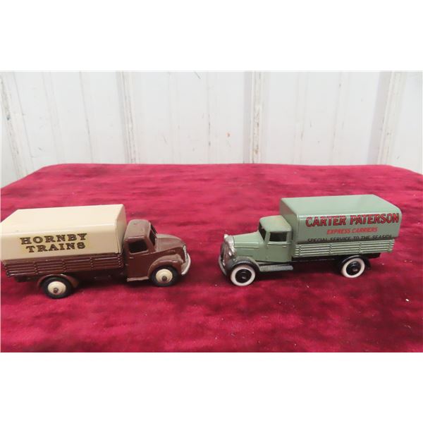 2 Dinky Trucks, 1/43 Scale: No. 25B Covered Wagon (1935–1941) and Dodge Covered Wagon