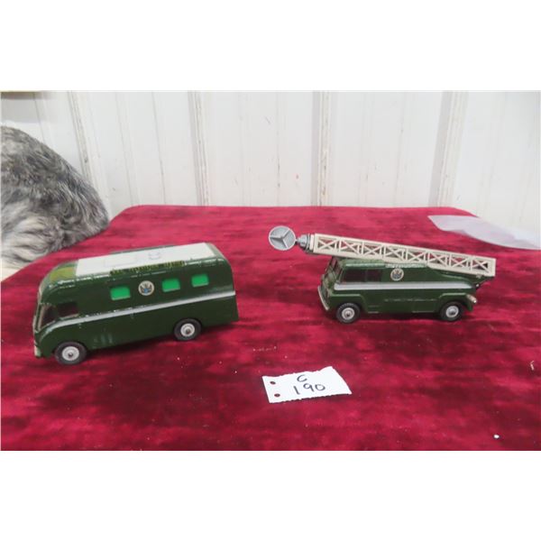2 Dinky Supertoy Models, 1/43 Scale: No. 969 TV Retaining Mast Vehicle and TV Mobile Control Unit