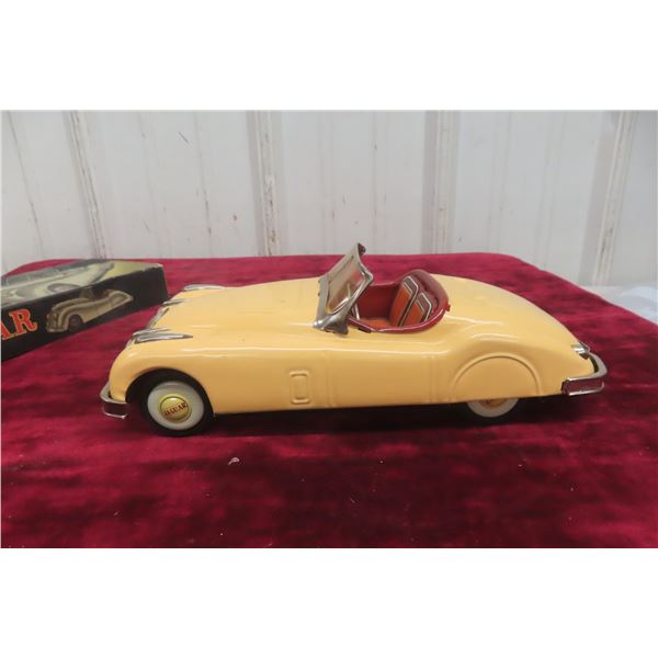 Bandai Jaguar Friction Tin Car, 1950s–1960s, 9" Long, With Box