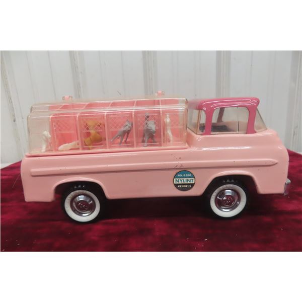 Ny-Lint No. 6200 Ford Econoline Kennel Pressed Steel Truck, 1960s, 11", w/ Dogs