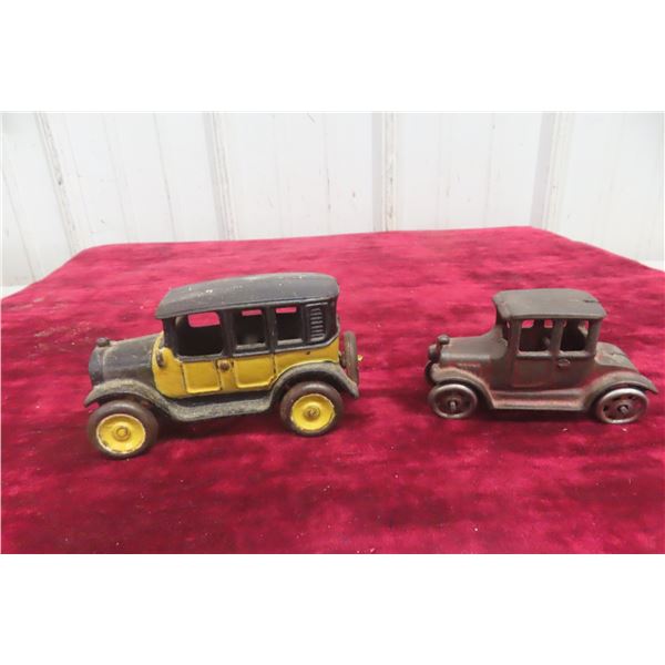 A. C. Williams Cast Rocket, 1920s, 4" and Arcade Cast 1920s Taxi Cab, 5"