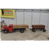 Image 1 : Smith-Miller Mack L Lumber/Log Truck and Trailer, Pressed Steel and Die-Cast, 1940s–50s, 36" Long