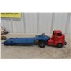 Image 1 : GMC Truck and Fivehook Lowboy Trailer, 1950s, Pressed Steel and Die-Cast, 24" Long