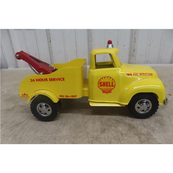 Tonka Wrecker Tow Truck, Shell Triple AAA, Pressed Steel, 1960s, Restored