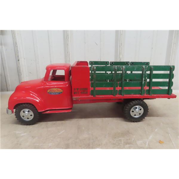 Tonka Stake Bed Truck, 1950s, Pressed Steel, Removable Bed, 16 1/2" Long