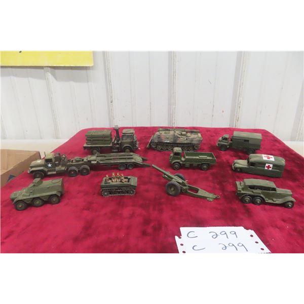 10 Dinky Military Trucks, Tanks, and Guns