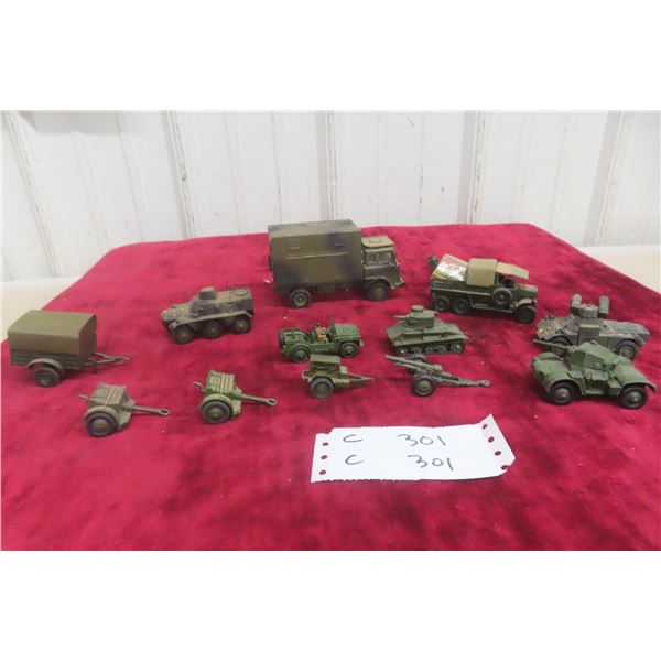 12 Dinky Military Trucks, Tanks, and Guns