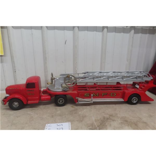 Smith-Miller SMFD No. 3 Fire Hook and Ladder Truck, 1950s, Pressed Steel with Some Cast Aluminum, 3