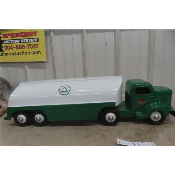 Otaco Minnitoy Cities Service Tanker Truck and Trailer, 1940s–50s, Pressed Steel, 28" Long, Profess