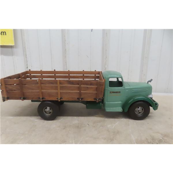 Smith-Miller Mack L Stake Truck, Pressed Steel, 1950s, 21" Long